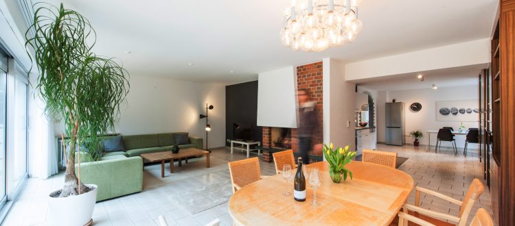 Großzügiges helles Wohn- & Esszimmer mit Kamin und Austritt auf die Sonnenterrasse mit Garten